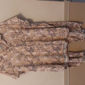 Cabernet Woman Tan Multi Color Floral Pajama Set Top And Short Pants Plus Sz 2X